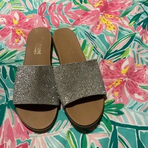 Catherine Malandrino Silver Slide Sandals